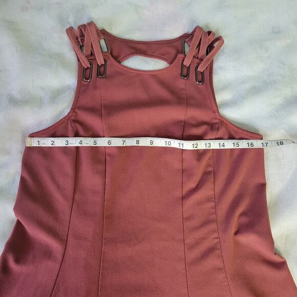 Free People Baby Love Rust Red Trapeze Open Back Minidress sz S - Picture 6 of 8